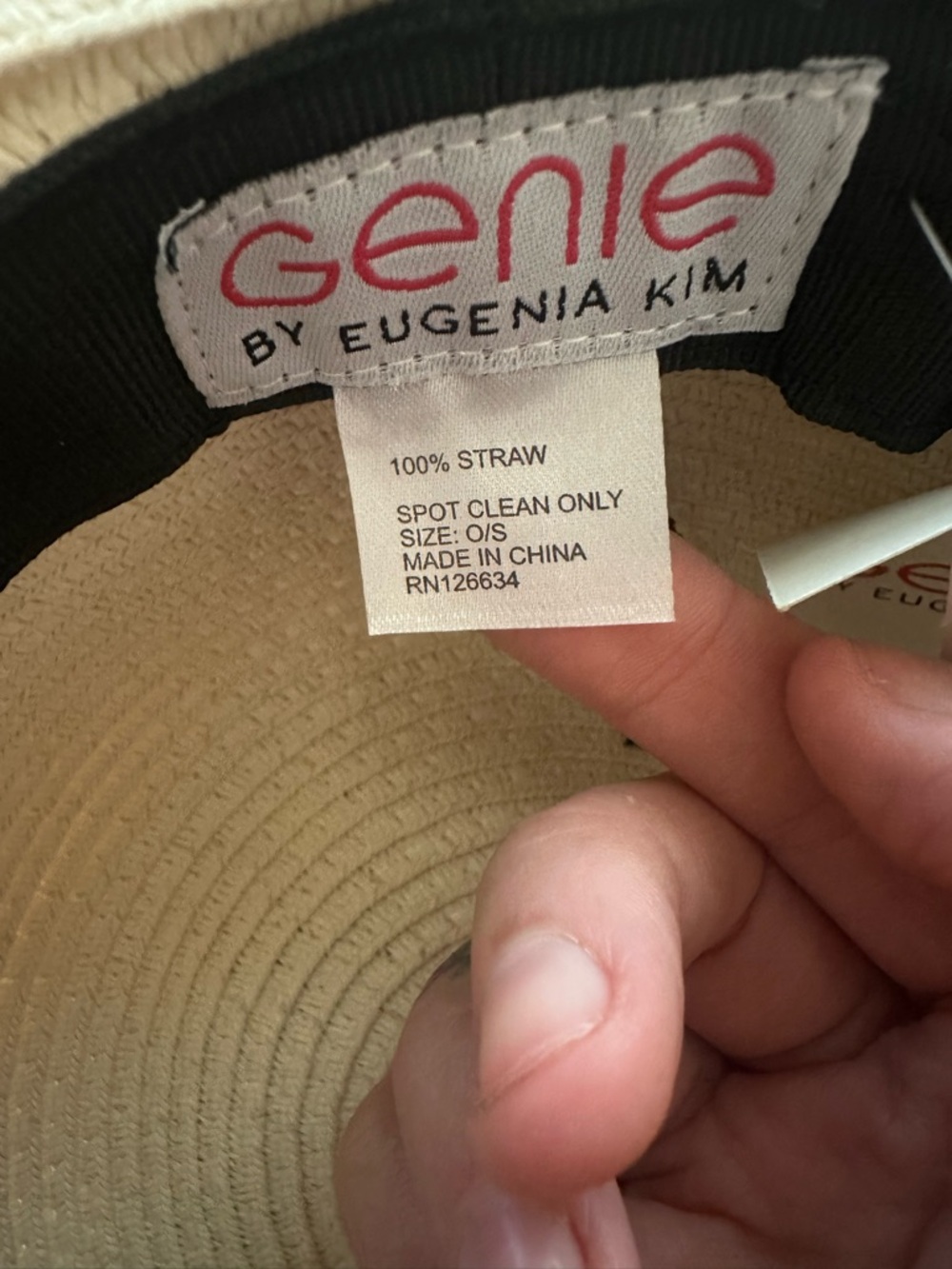 Eugenia Kim Cream Straw Floppy Hat with Black Stripes - Picture 4 of 4